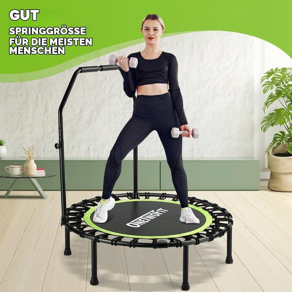 ONETWOFIT klappbares Trampolin für Erwachsene, 101/107/114/cm Mini Fitness Trampolin W/einstellbare