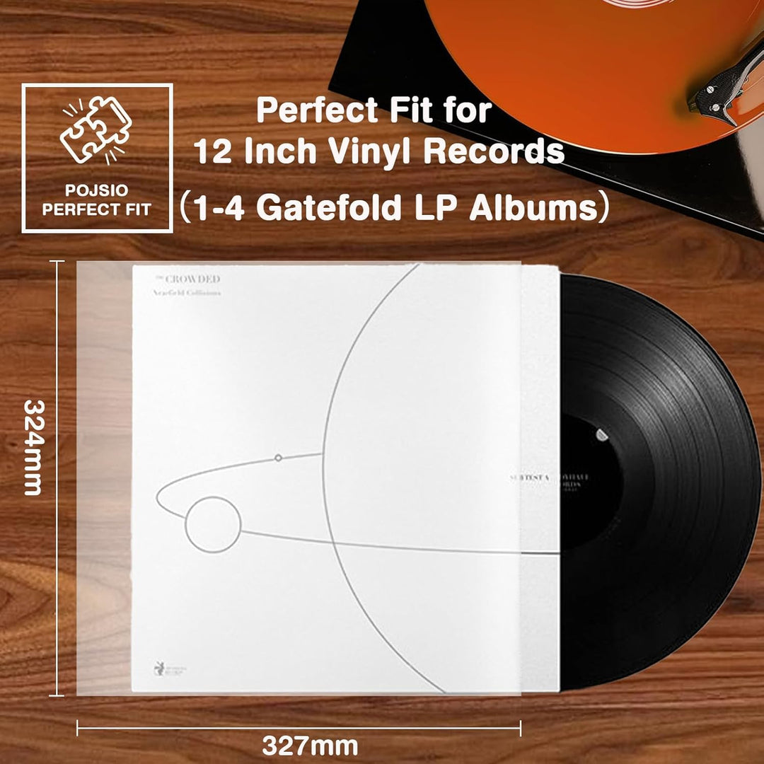 POJSIO 12 Zoll LP Schallplatten Hüllen Aussenhüllen,100 x Extra Dick Density Schutzhüllen Polyethyle