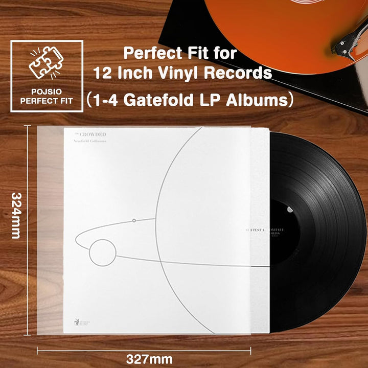 POJSIO 12 Zoll LP Schallplatten Hüllen Aussenhüllen,100 x Extra Dick Density Schutzhüllen Polyethyle