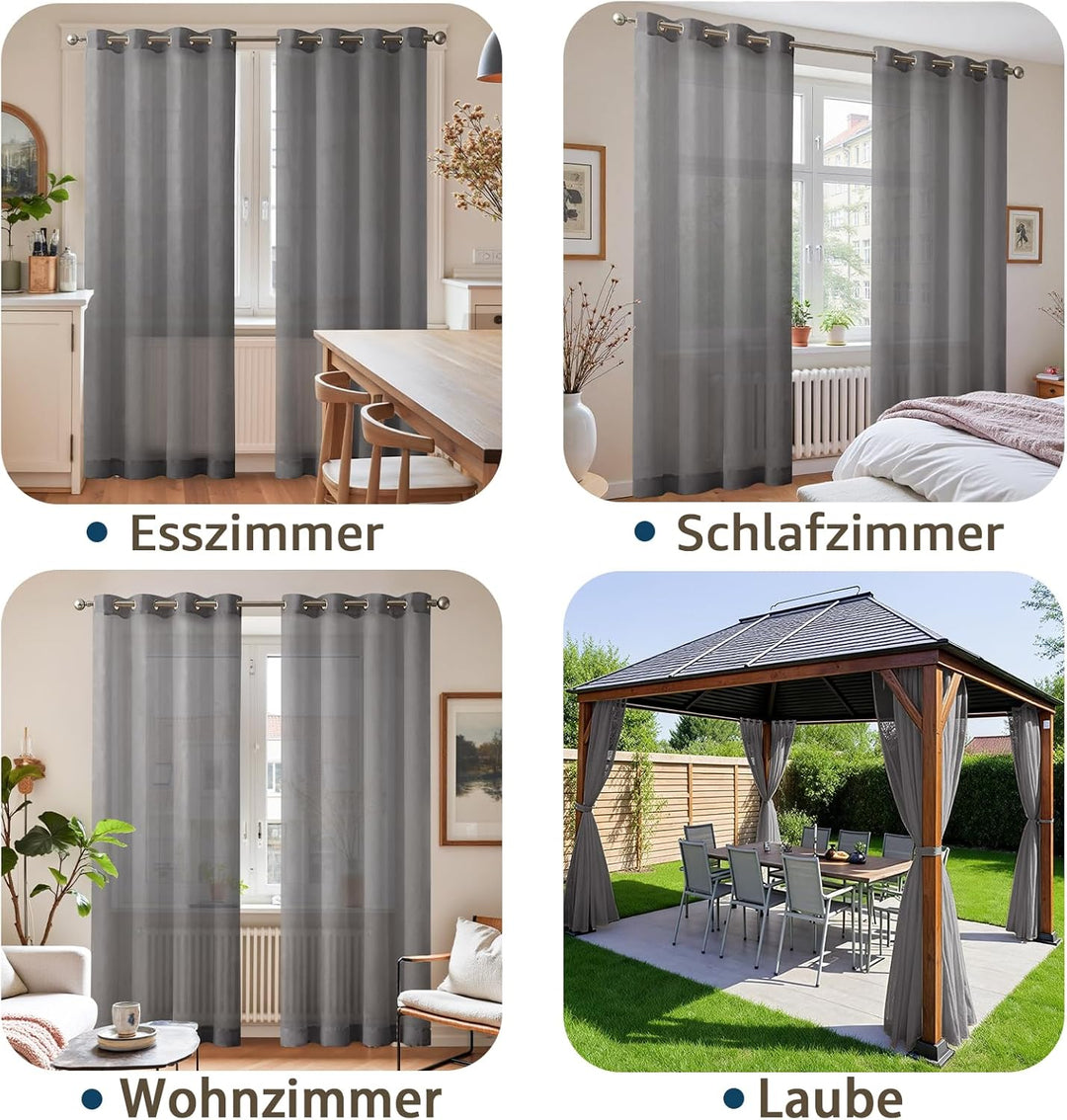 TOPICK Voile Vorhang Mit Ösen Transparent Gardine Gaze Paarig Ösenschals für Wohnzimmer Schlafzimmer