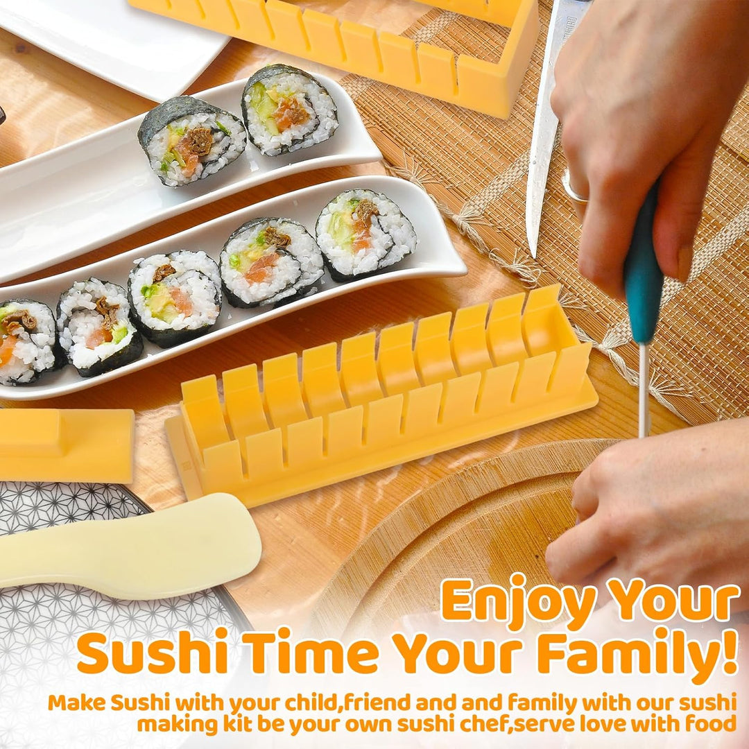 4 Stück Sushi Maker Set,Gelb DIY Sushi Form,Anfänger Sushimaker Set Zum Selber Machen,Einfache Versi