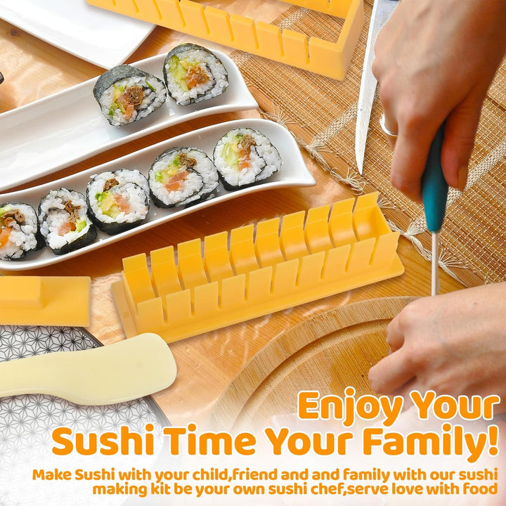 4 Stück Sushi Maker Set,Gelb DIY Sushi Form,Anfänger Sushimaker Set Zum Selber Machen,Einfache Versi
