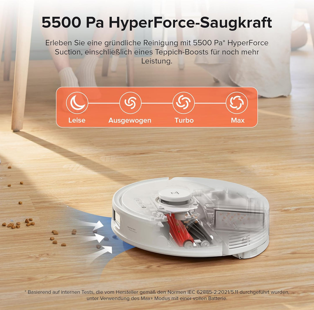 roborock Q8 Max+ Saugroboter mit Absaugstation, DuoRoller-Bürste, 5500Pa Saugkraft, 2,5L Staubbeutel