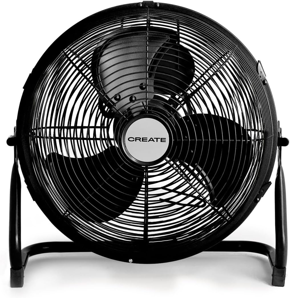 CREATE / AIR FLOOR RETRO/Industrieller Bodenventilator/Schwarzer Ventilator, 12 Zoll, starker Luftst