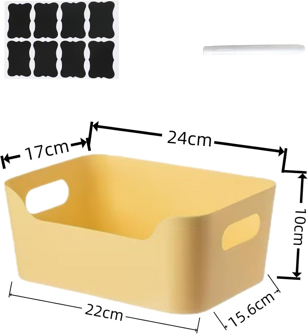 4 Stück Gelb Aufbewahrungsboxen mit Griff 24×17×10 cm,Niedrigeren Vorderseite Aufbewahrungskorb,Aufb