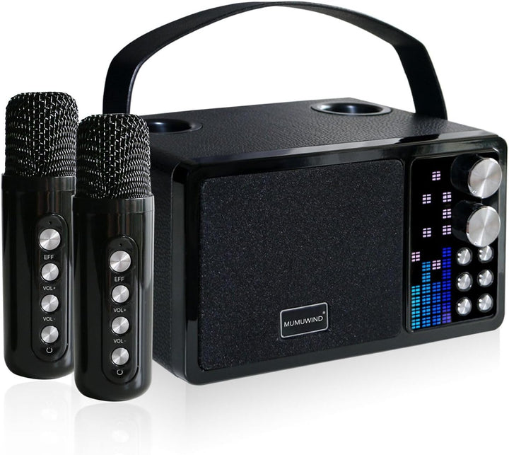 Karaoke Maschine,Karaoke Anlage mit 2 Mikrofonen, Karaoke Box mit 7 Stimmeffekten, Karaoke Set Lauts