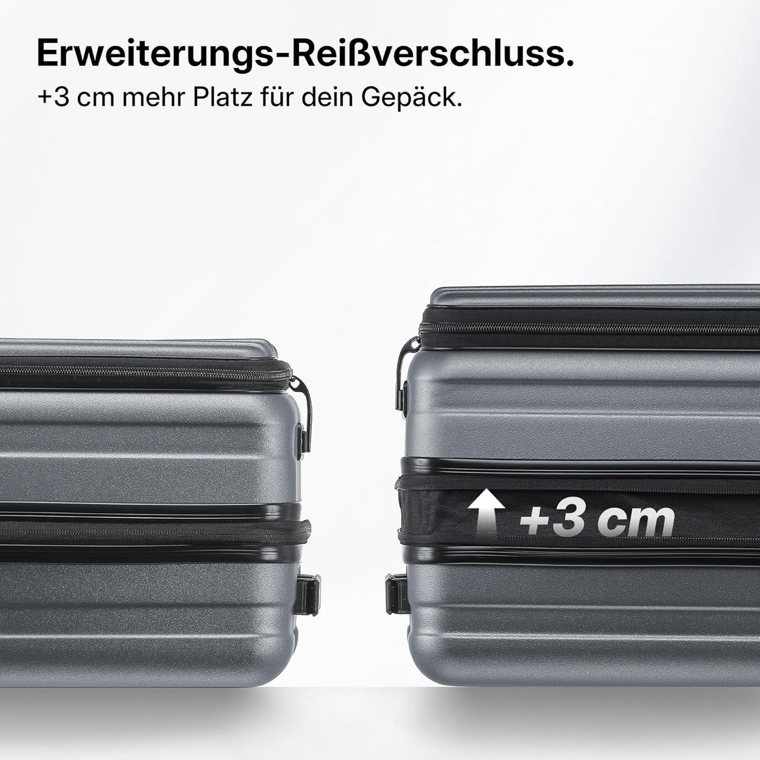 Koffer Expandierbar – Hartschalen-Trolley mit Oberseiten-Öffnung, Kompressionsgurt & extra Stauraum