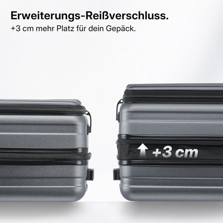 Koffer Expandierbar – Hartschalen-Trolley mit Oberseiten-Öffnung, Kompressionsgurt & extra Stauraum