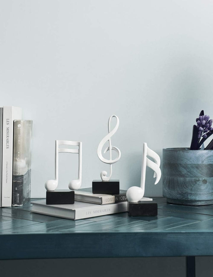 Amoy-Art 3pcs Deko Skulpturen Musik Note Figuren Klavier Statue Modern Arts Wohnzimmer Kunst Polyres