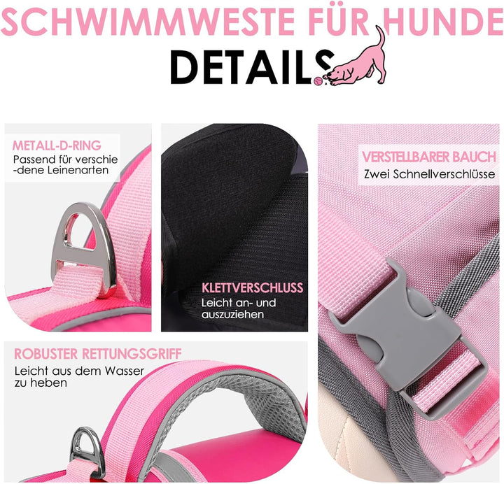 AOFITEE Schwimmweste Hund XS, Verstellbar Hundeschwimmweste Hai, Hoher Auftrieb Klein Hunde Schwimmw