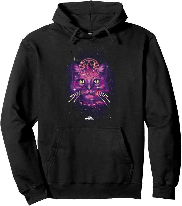 Captain Marvel Goose The Cat Purple Hue Galaxy Portrait Pullover Hoodie