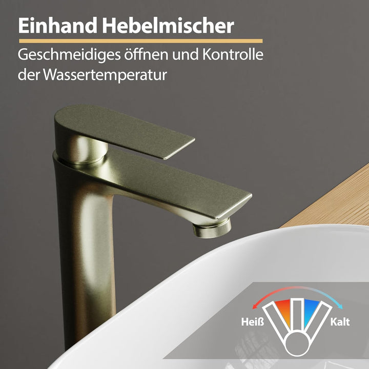 Planetmöbel Wasserhahn Bad-Mischbatterie, Waschtischarmatur mit Keramik Kartusche, Armatur für Wasch