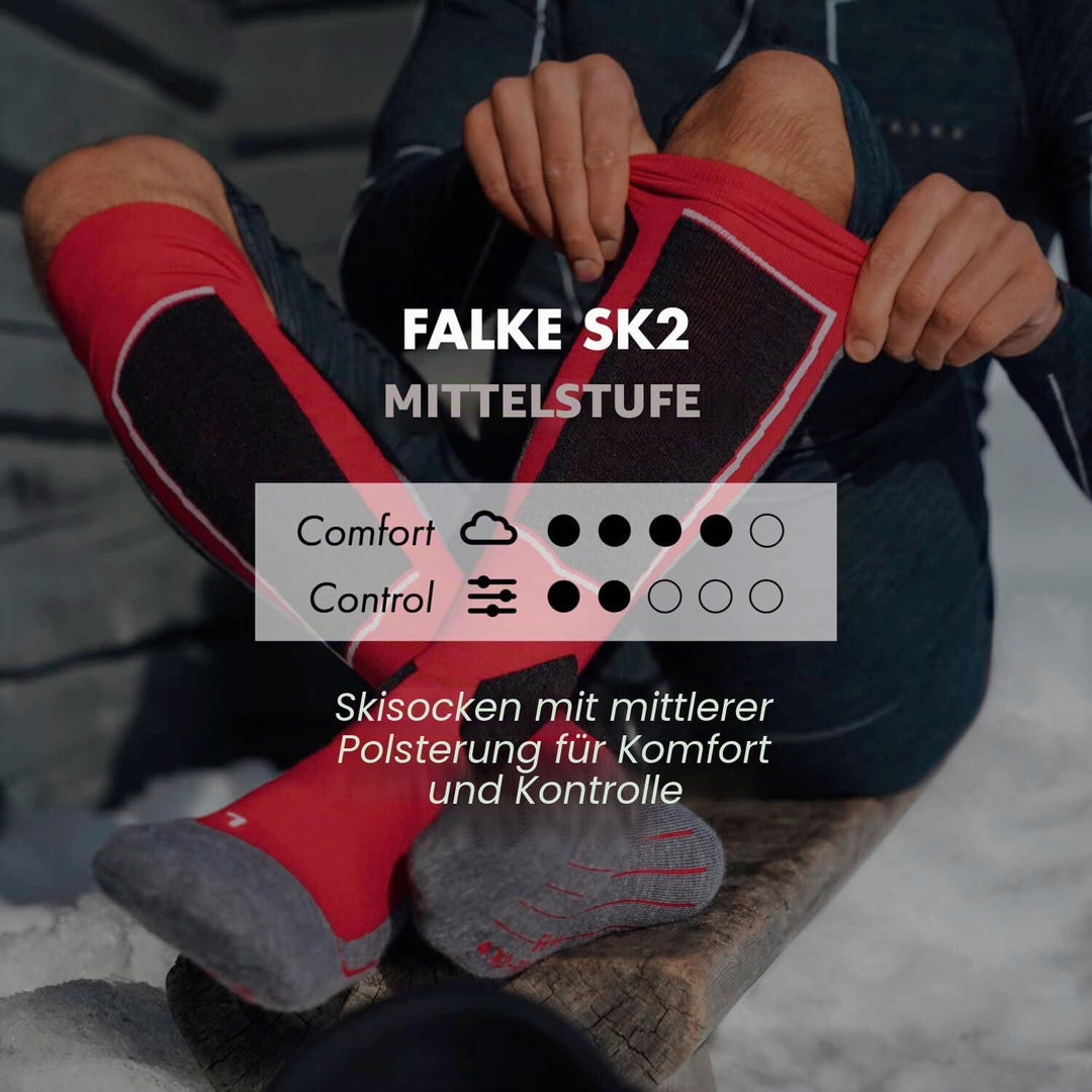 FALKE Herren SK2 Skisocken mittelstarke Polsterung antiblasen warm Skistrümpfe lang zum Skifahren at