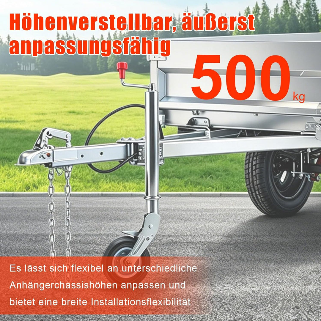 Stützrad für Anhänger mit Kurbel, 500 kg Traglast