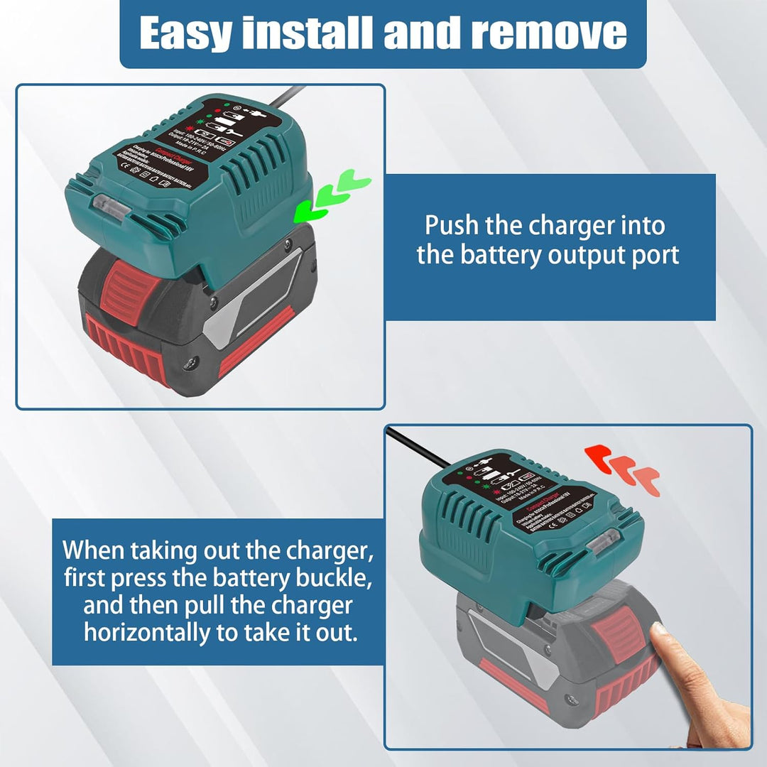 TPDL Auto Ladegerät für Bosch Professional 18 Volt System Akku mit LED Anzeige, Car Ladegerät Ersatz