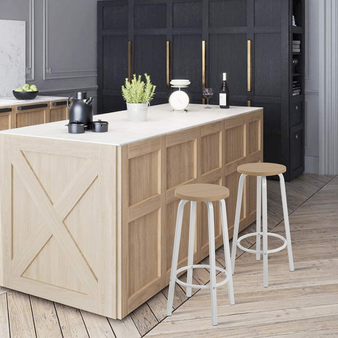 WOLTU 4X Barhocker Barstuhl Bistrohocker Tresenhocker runde Sitzfläche aus MDF Gestell aus Metall Na