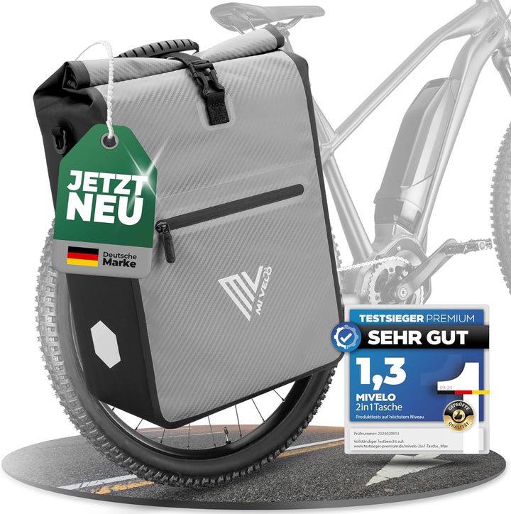 MIVELO 2in1 Fahrradtasche für Gepäckträger Gepäckträgertasche 100% wasserdicht Fahrrad Tasche für Ge