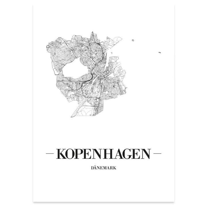 JUNIWORDS Stadtposter, Kopenhagen, Wähle eine Grösse, 60 x 90 cm, Poster, Schrift A, Weiss 60 x 90 c