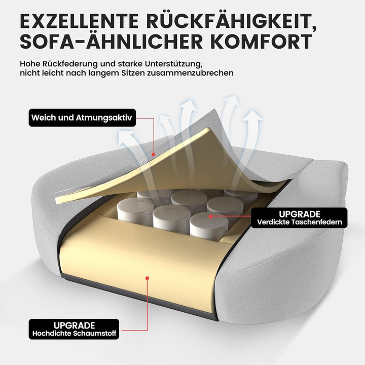 GTPLAYER Gaming Stuhl Stoff, Gaming Sessel mit Taschenfederkissen, ergonomischer Drehstuhl, Gamer St