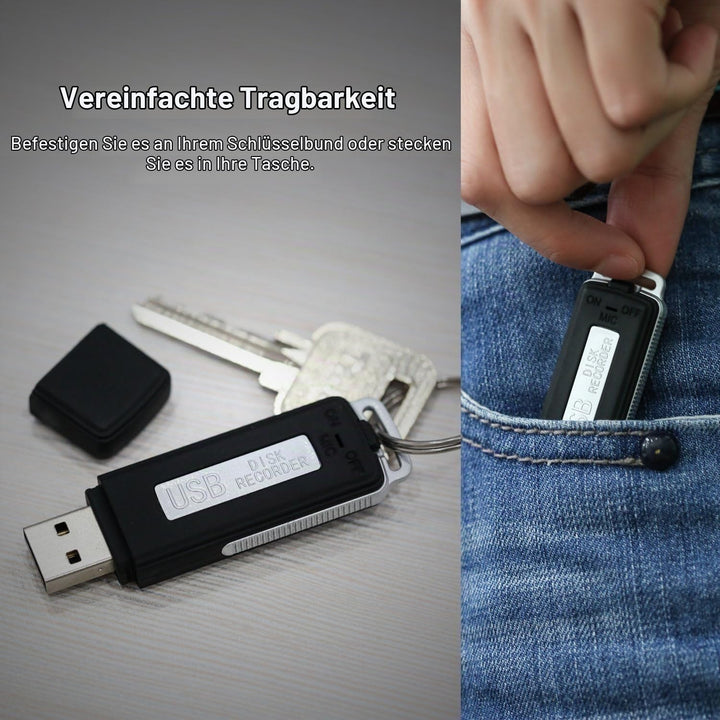 SMARTEX | Digital Diktiergerät Mini Voice Recorder mit 8GB / 150 Stunden USB Audio - Mikrofon, Voice