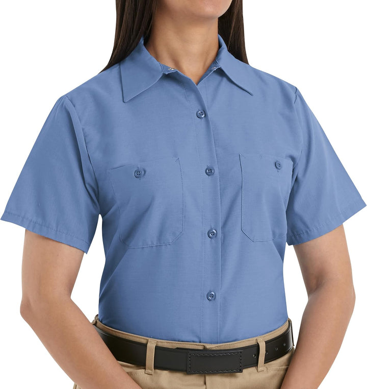 Red Kap Damen Women's Short Sleeve Industrial Work Shirt Hemd, M Blau (Petrol Blue)