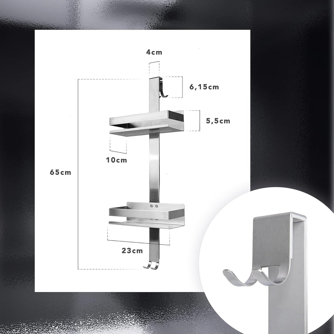 BENKSTEIN Duschablage zum Hängen Silber | Duschregal mit 2 Duschkörben zum Hängen | Platzsparendes D