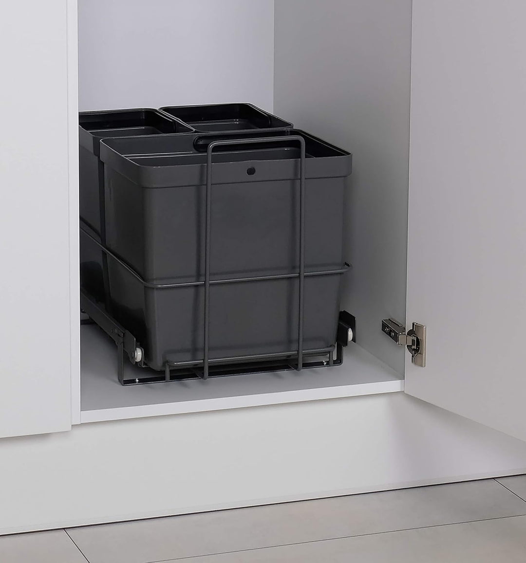 LM 79/3 Mülleimer Küche Unterschrank ausziehbar 3 Fächer Biomülleimer, Mülltrennsystem 1x16L 2x8L Ab