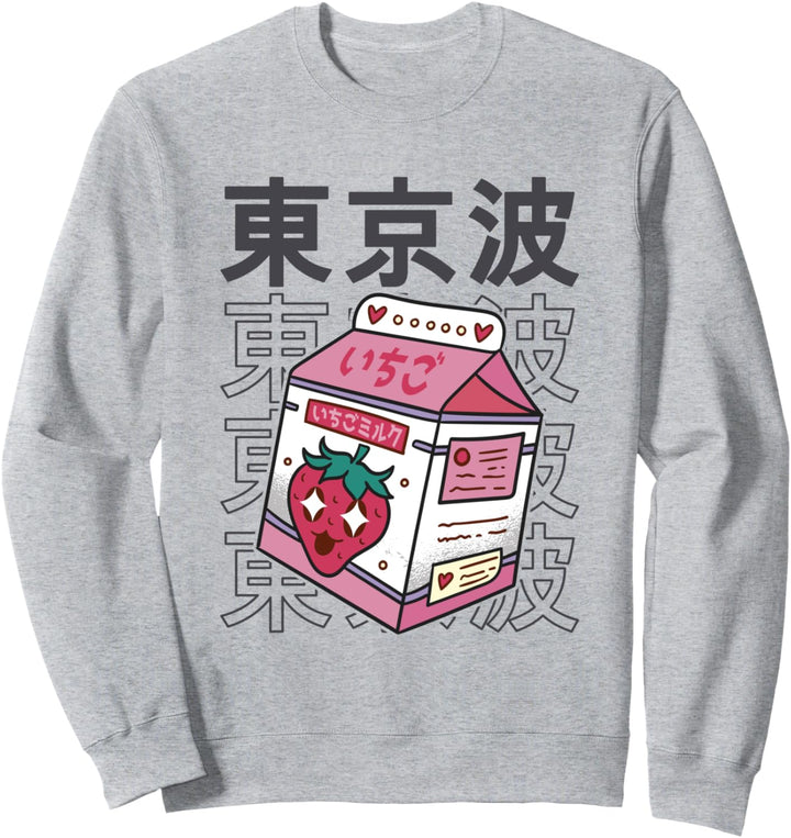 Erdbeermilchkarton, japanisches Kawaii, ästhetisches Anime-Mädchen Sweatshirt