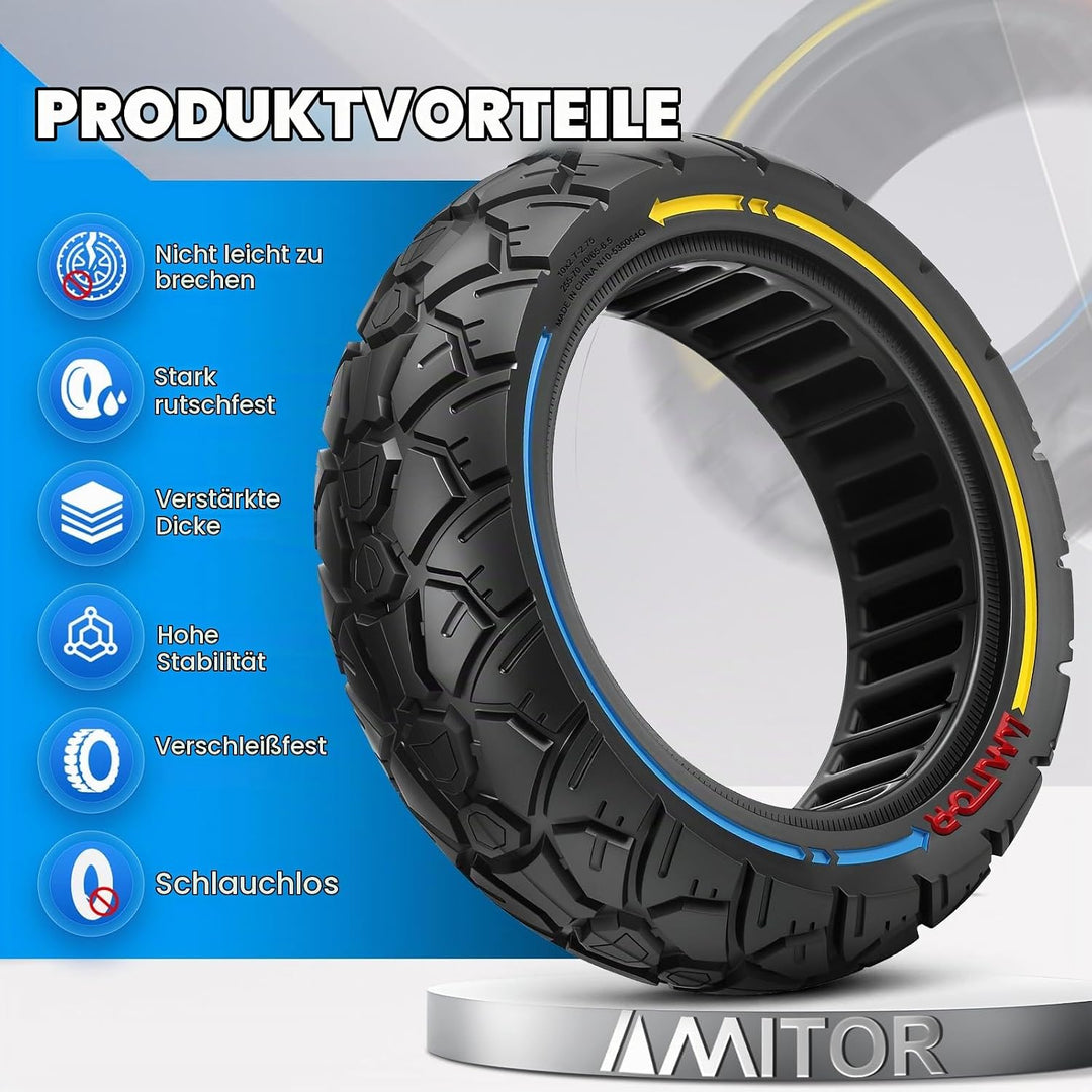 Vollgummireifen 10x2.70-6.5 Offroad, 10x2.75-6.5 Reifen Vollgummi, Pannensichere &amp; Abriebfeste &amp; War