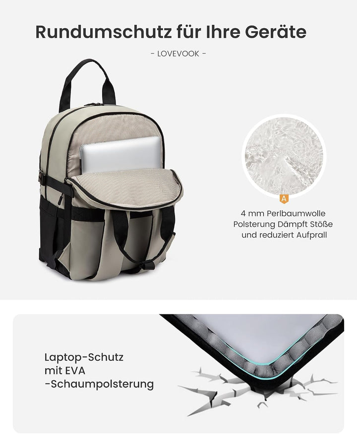 LOVEVOOK Rucksack Damen, 15.6 Zoll Laptop Schulrucksack Teenager Mädchen | Schultasche Gross Wasserd