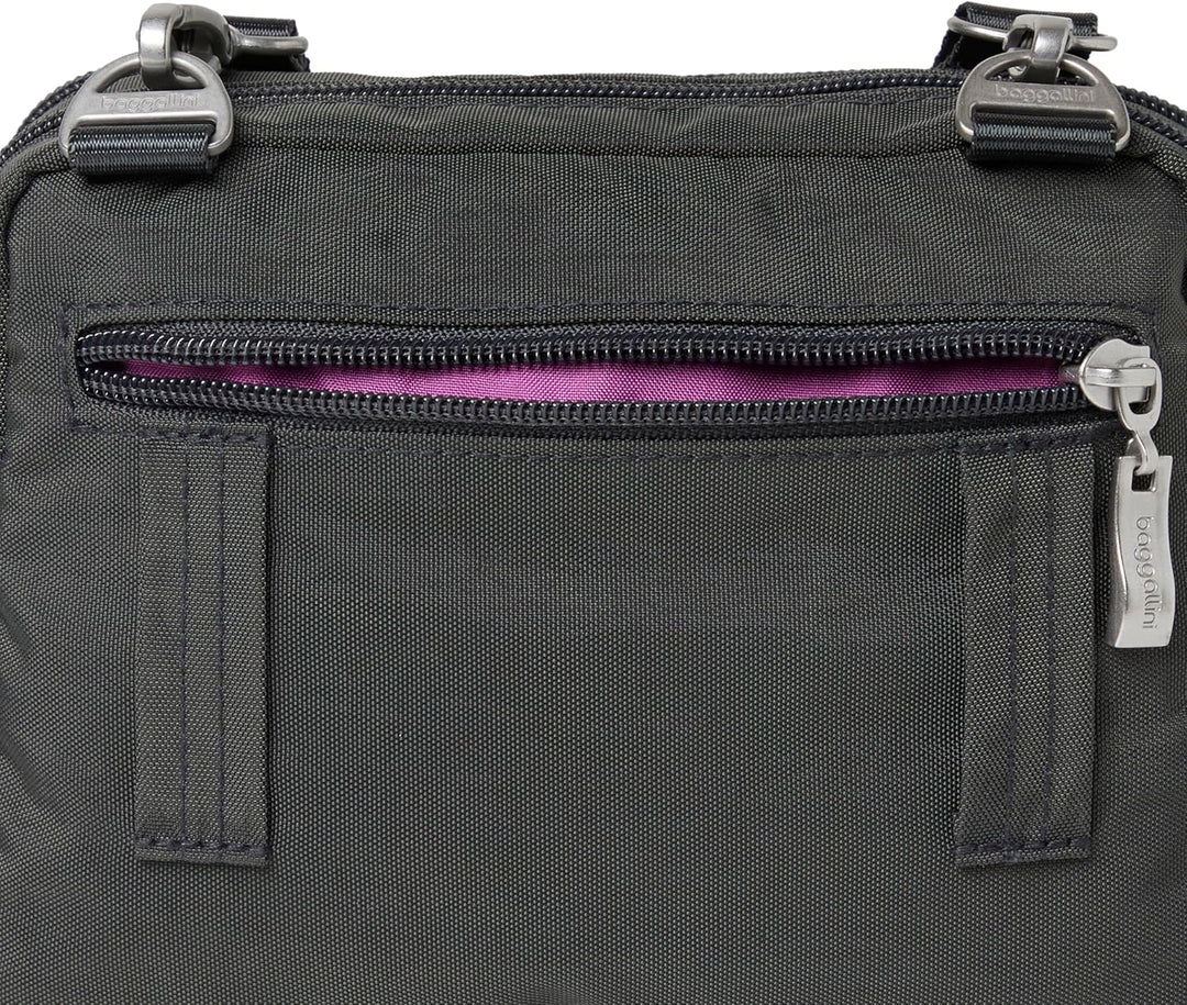 Baggallini Triple Zip Mini Sac bandoulière, Gris Charcoal, Charcoal