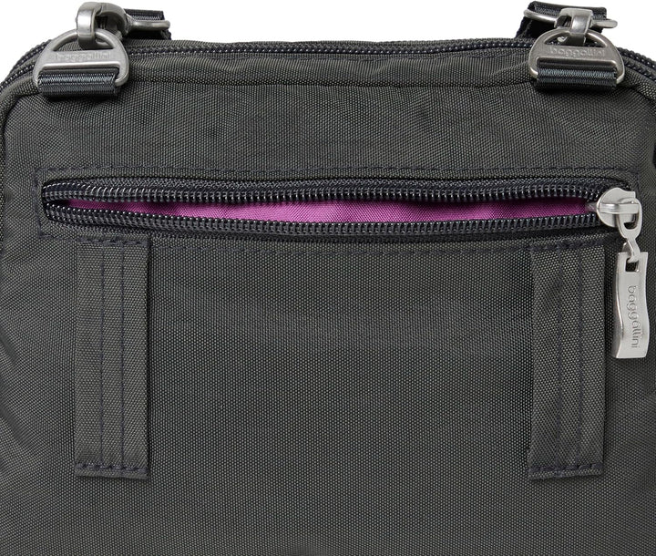 Baggallini Triple Zip Mini Sac bandoulière, Gris Charcoal, Charcoal