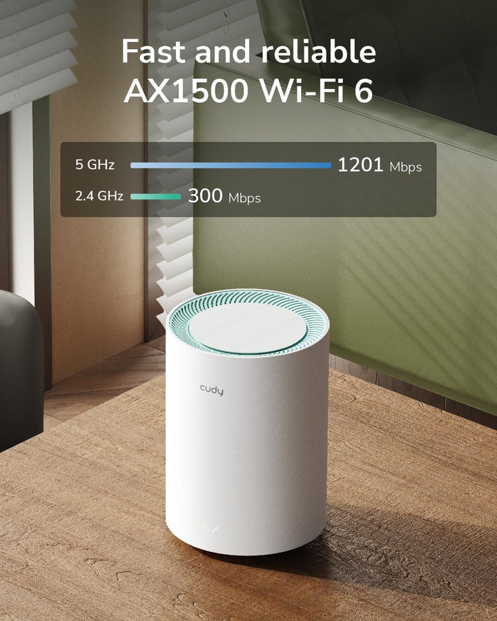 Cudy Dual Band AX1500 WiFi 6 Mesh Wi-Fi System, ersetzt Router und Extender, deckt bis zu 170 m², 3