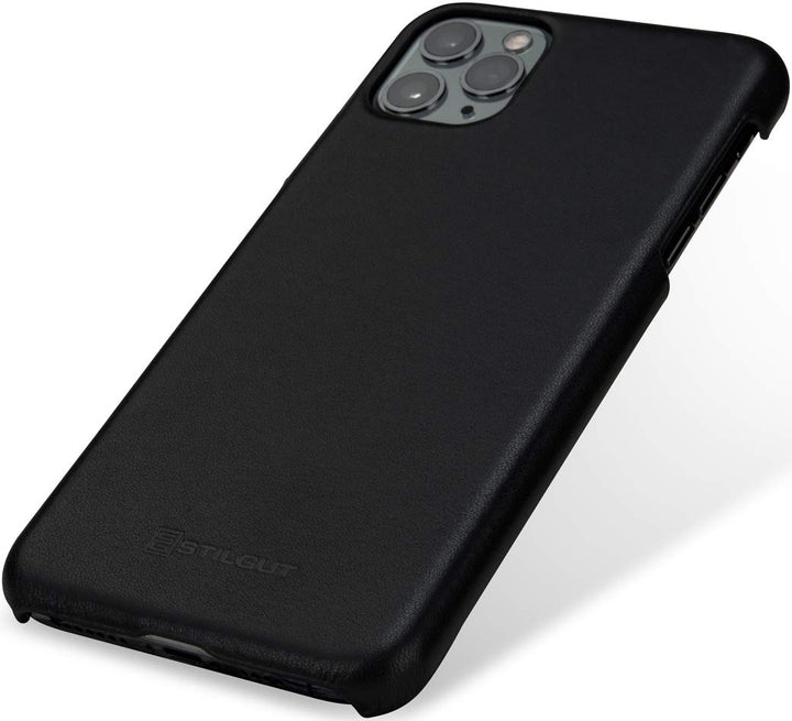 STILGUT Hülle kompatibel mit iPhone 11 Pro Max Case aus Leder, Premium Lederhülle, dünn - Schwarz iP
