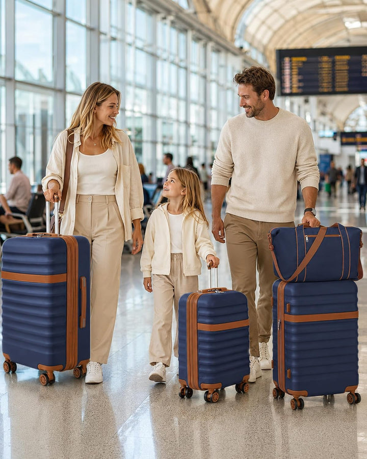 KONO Reisekoffer Set 3-teilig, Erweiterbar Hartschalenkoffer Mittel mit 4 Rollen und TSA Schloss, le