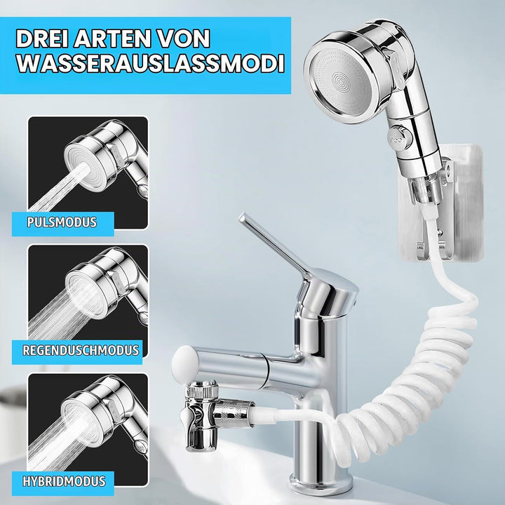 Handbrause für Waschbecken, Encuryna Waschbeckenbrause mit Schlauch, 1.5M Handbrause Duschkopf Set M