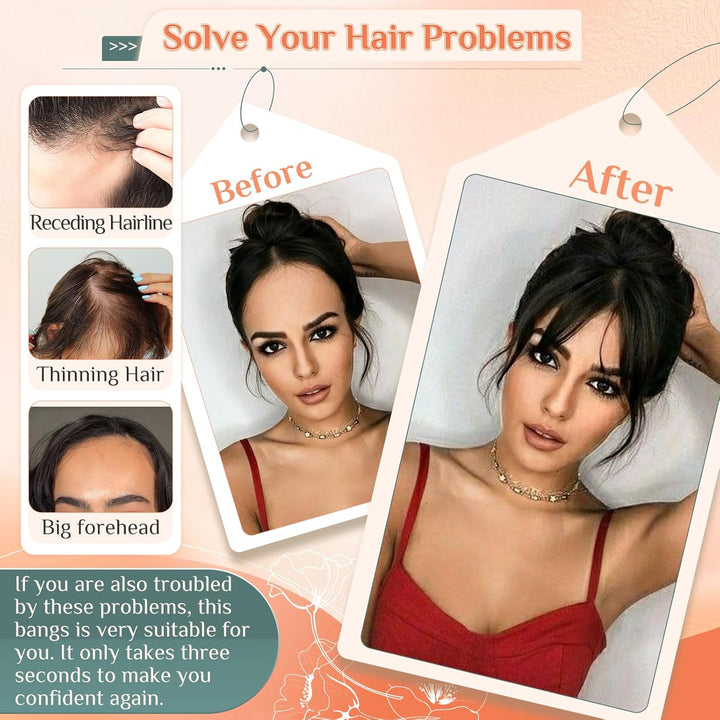 Benehair Echthaar Hair Topper für Frauen, 100% Echthaar Topper Seitenpony, 9g Haarverdichtung für Dü
