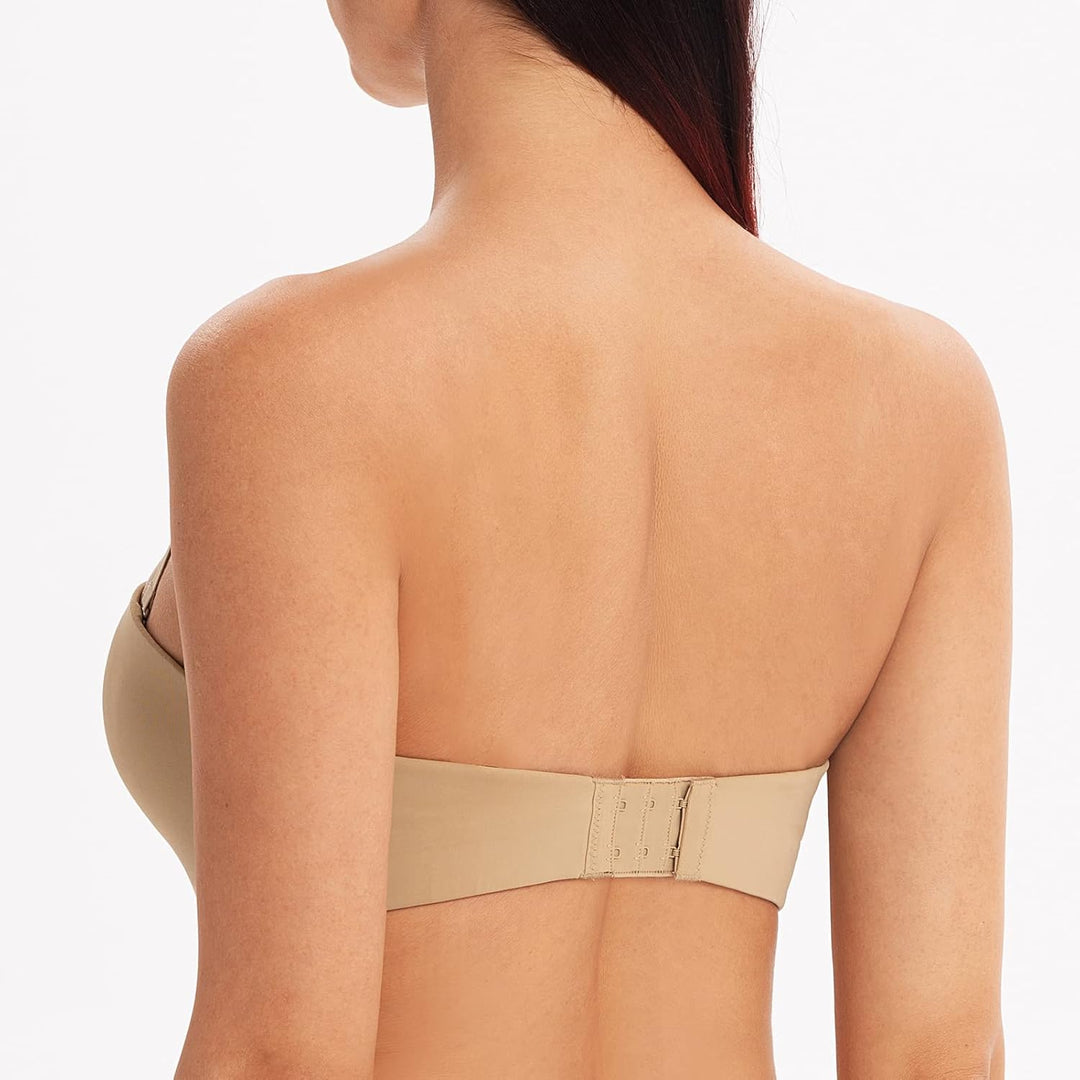 MELENECA Damen Ohne Bügel Push Up Geformte Cups Trägerloser Lift Up BH 75G Mandel, 75G Mandel