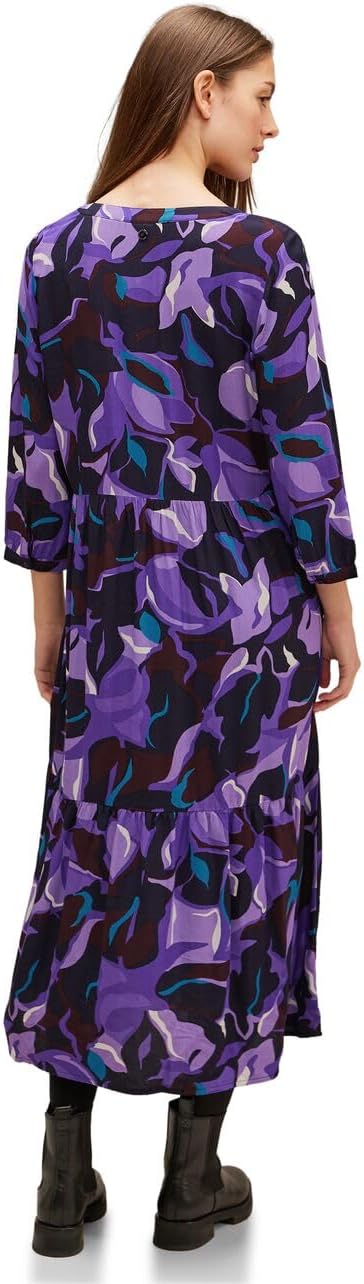 Street One Damen Midikleid Bedruckt, Lupine Lilac