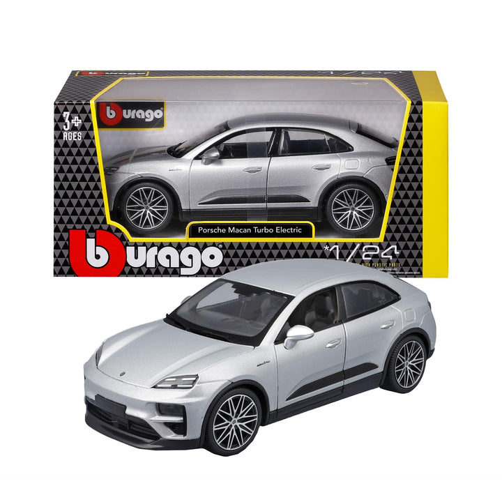 Bburago - Porsche Macan 4 Electric Massstab 1:24, Diecast-Auto, Detailgetreu mit Türen und Motorhaub