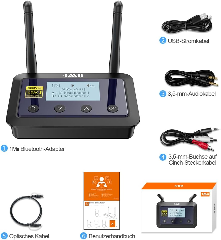 1Mii B03 Bluetooth Sender Empfänger 3 in 1 Adapter für TV… Large-5, Large-5