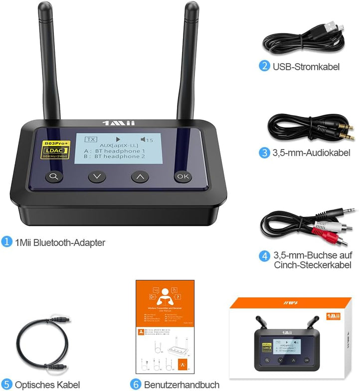 1Mii B03 Bluetooth Sender Empfänger 3 in 1 Adapter für TV… Large-5, Large-5