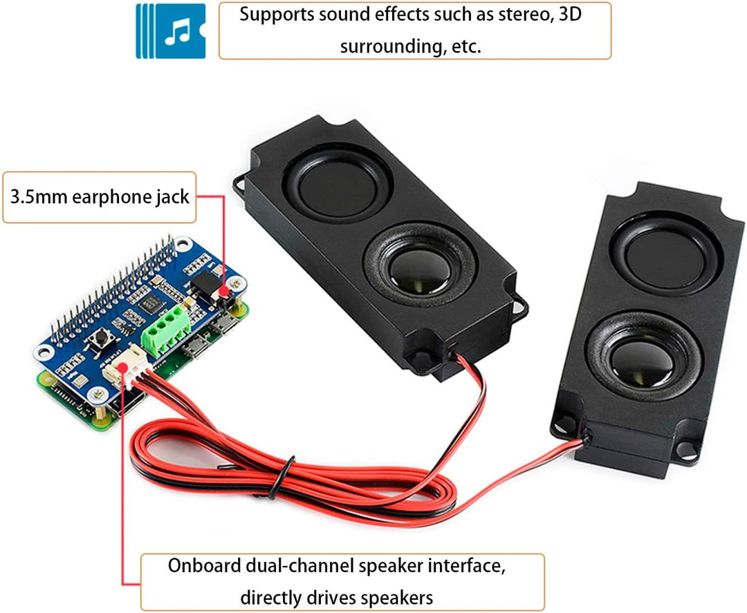 Audio HAT Modul für Raspberry Pi 4B/3B+/3B/2B/B+/A+/Zero/Zero W/Pi Zero WH,WM8960 Hi-Fi-Soundkarte H