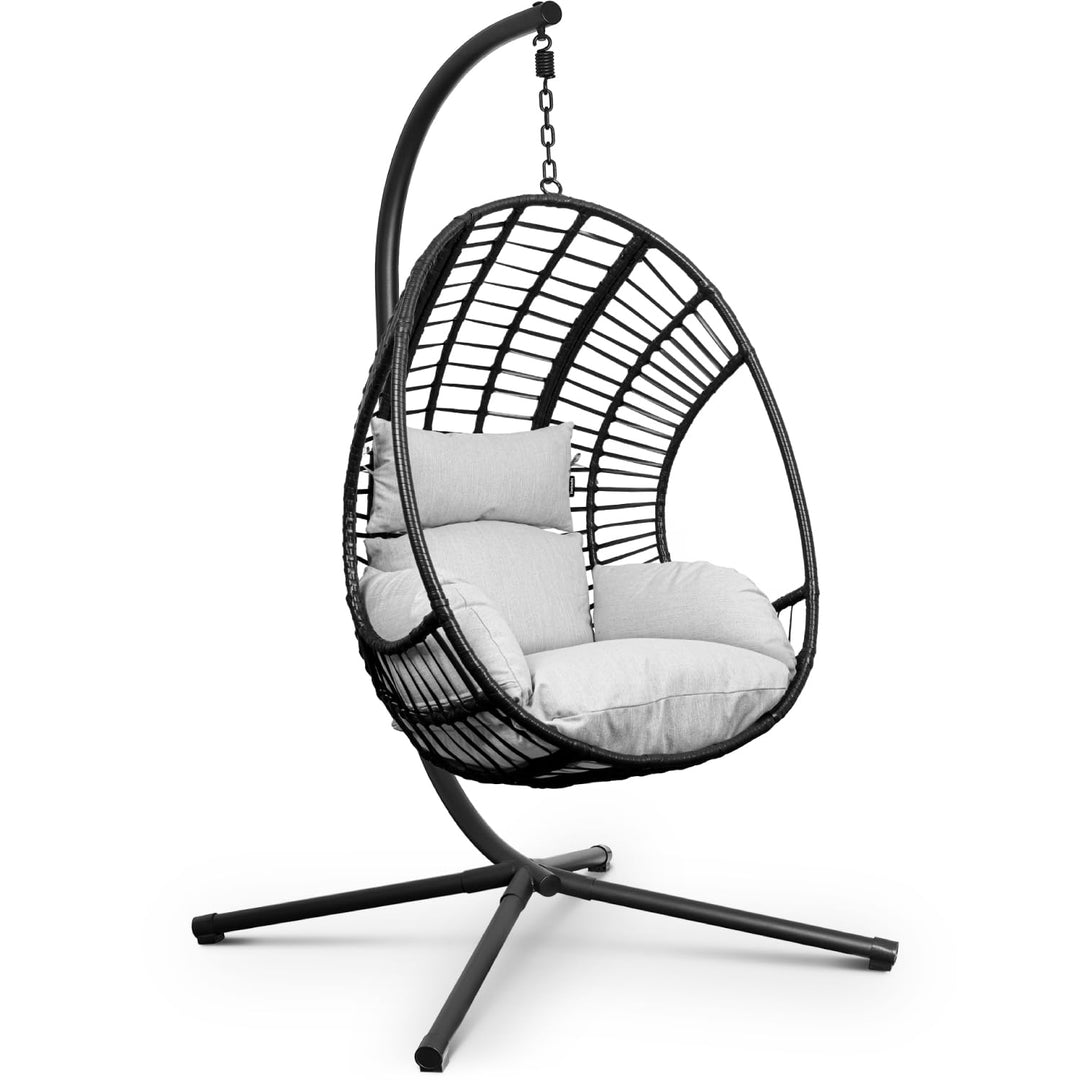 Swoods XXL Hängesessel mit Gestell - Hängesessel Für Indoor und Outdoor - Inkl. Kissen - Egg Chair -