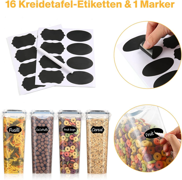 YASHE 6 Stücke Vorratsdosen Set 3.7L, Vorratsdosen mit Deckel Luftdicht, Kunststoff BPA freie Küche