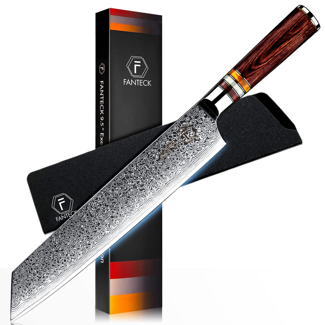 FANTECK 24cm Kiritsuke Damastmesser Kochmesser Scharf Profi Chefmesser Fleisch Obst Gyuto Allzweckme