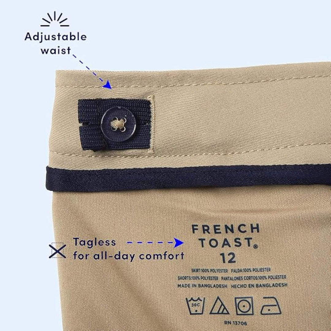 French Toast Big Girls' Two-Tab Pleated Scooter, Khaki, 12