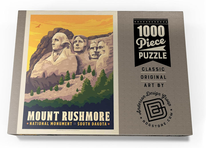 Mt. Rushmore National Memorial: Seitenansicht, Vintage Poster - Premium 1000 Teile Puzzle - MyPuzzle