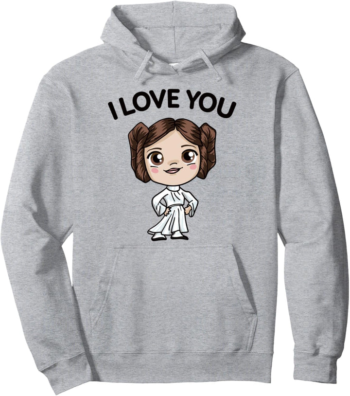 Star Wars Princess Leia I Love You Cute Cartoon Quote Pullover Hoodie