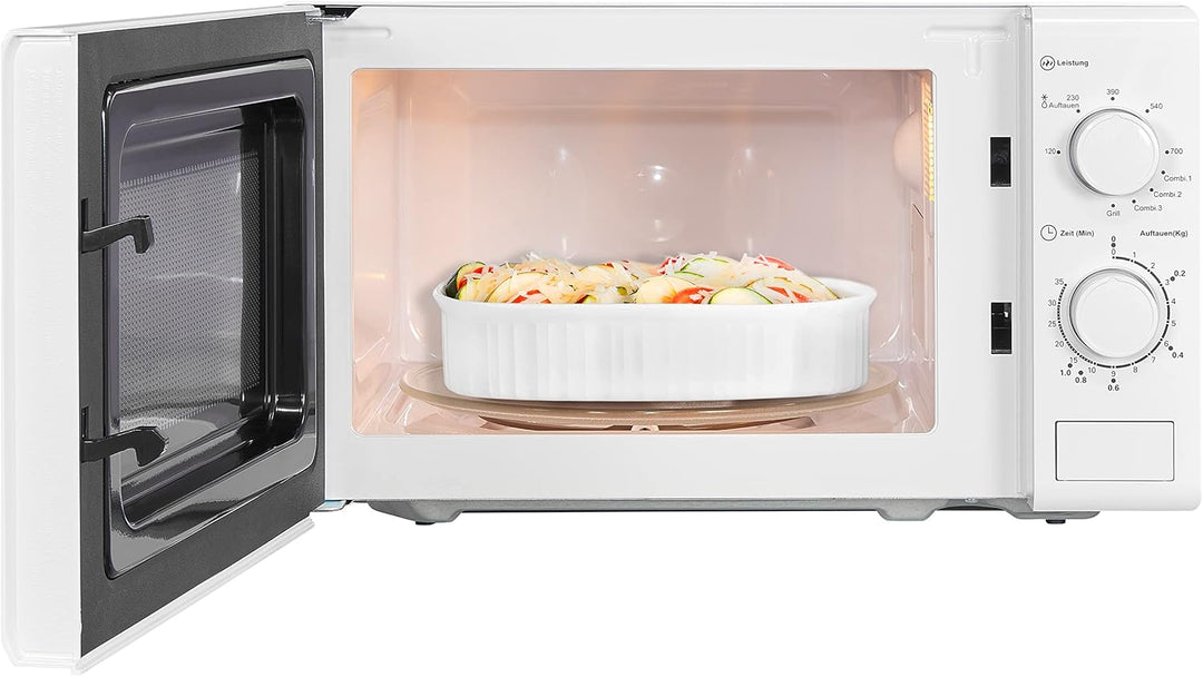 Exquisit® Mikrowelle 700 W, Grill mit 1000 W, 20 Liter, Drehteller 25,5 cm, modernes Design, lackier